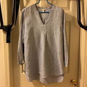 LL Bean Women's Washable Splitneck Linen Tunic XL